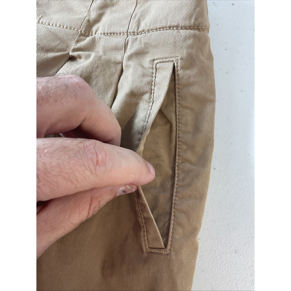 Maeve by Anthropologie Wide-Leg Pleated Pants in Khaki Tan Cotton Sz 4 Casual - Picture 6 of 10